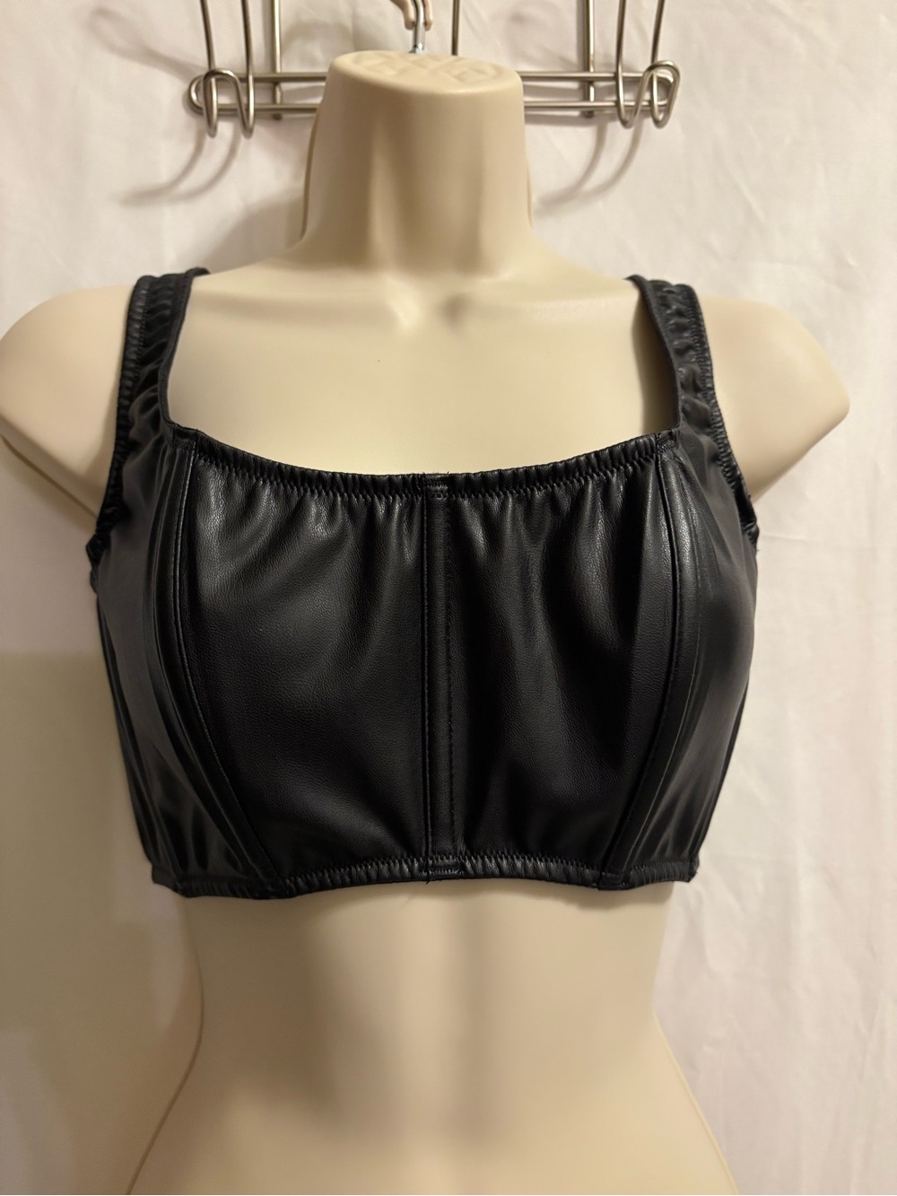 Victoria's Secret Black Faux Leather Crop Top